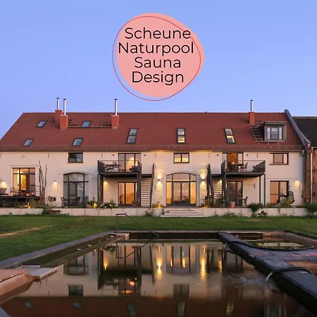 Landloft Linum - Ausgebaute Scheune Mit Aussicht, Naturpool, Kamin, Sauna, Luxusausbau, Handverlesene Midcentury Moebel & Kunst Apartament Fehrbellin