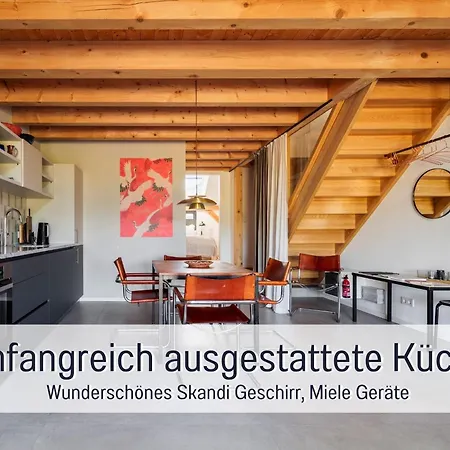 Landloft Linum - Ausgebaute Scheune Mit Aussicht, Naturpool, Kamin, Sauna, Luxusausbau, Handverlesene Midcentury Moebel & Kunst דירה *