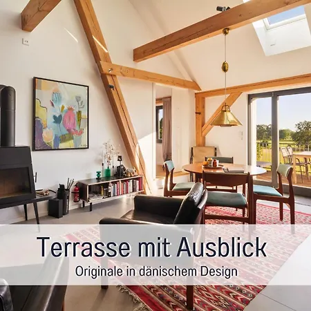 Landloft Linum - Ausgebaute Scheune Mit Aussicht, Naturpool, Kamin, Sauna, Luxusausbau, Handverlesene Midcentury Moebel & Kunst Fehrbellin