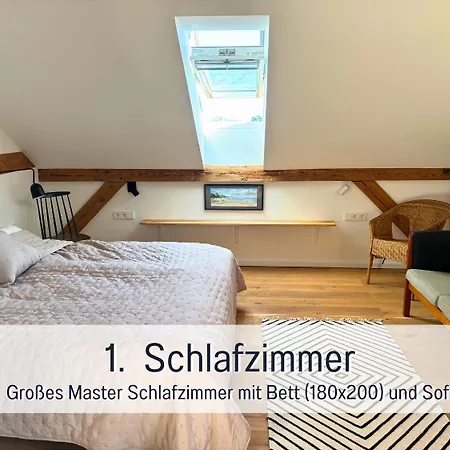 Apartament Landloft Linum - Ausgebaute Scheune Mit Aussicht, Naturpool, Kamin, Sauna, Luxusausbau, Handverlesene Midcentury Moebel & Kunst Fehrbellin