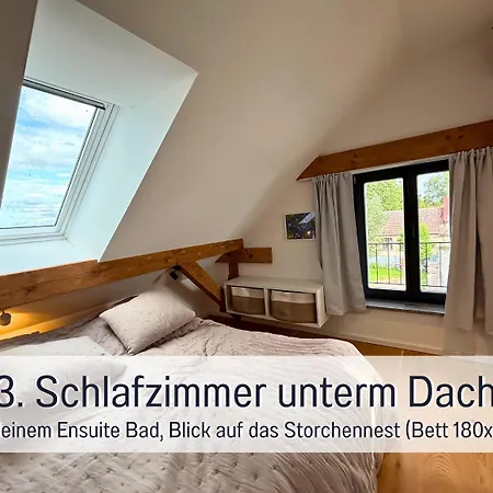 Apartament Landloft Linum - Ausgebaute Scheune Mit Aussicht, Naturpool, Kamin, Sauna, Luxusausbau, Handverlesene Midcentury Moebel & Kunst