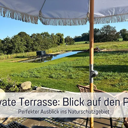 Landloft Linum - Ausgebaute Scheune Mit Aussicht, Naturpool, Kamin, Sauna, Luxusausbau, Handverlesene Midcentury Moebel & Kunst * Fehrbellin