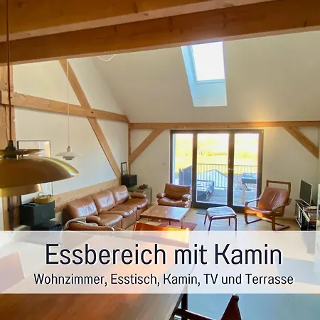 Landloft Linum - Ausgebaute Scheune Mit Aussicht, Naturpool, Kamin, Sauna, Luxusausbau, Handverlesene Midcentury Moebel & Kunst Apartament *