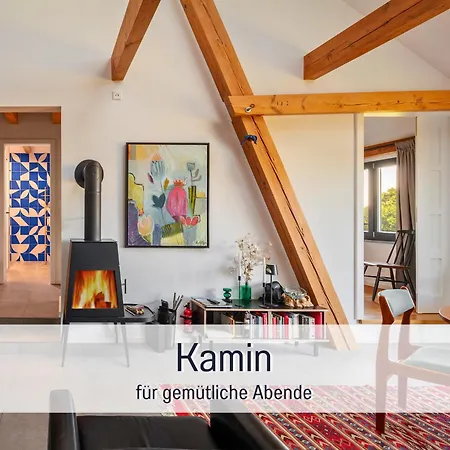 Apartament Landloft Linum - Ausgebaute Scheune Mit Aussicht, Naturpool, Kamin, Sauna, Luxusausbau, Handverlesene Midcentury Moebel & Kunst *