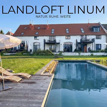 Landloft Linum - Ausgebaute Scheune Mit Aussicht, Naturpool, Kamin, Sauna, Luxusausbau, Handverlesene Midcentury Möbel&kunst Apartment
