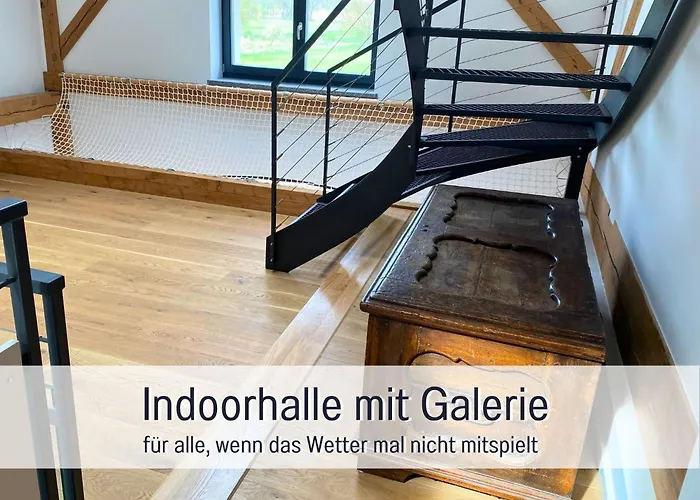 Apartmán Landloft Linum - Ausgebaute Scheune Mit Aussicht, Naturpool, Kamin, Sauna, Luxusausbau, Handverlesene Midcentury Moebel & Kunst *