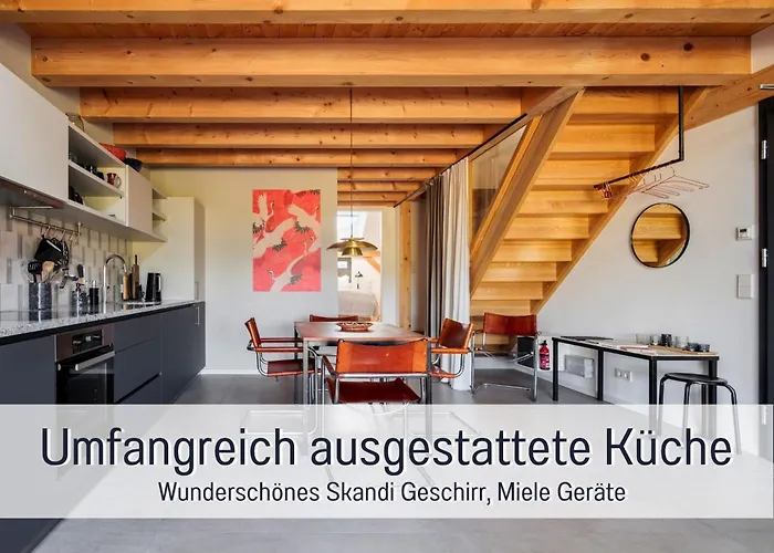 Landloft Linum - Ausgebaute Scheune Mit Aussicht, Naturpool, Kamin, Sauna, Luxusausbau, Handverlesene Midcentury Moebel & Kunst Apartmán *