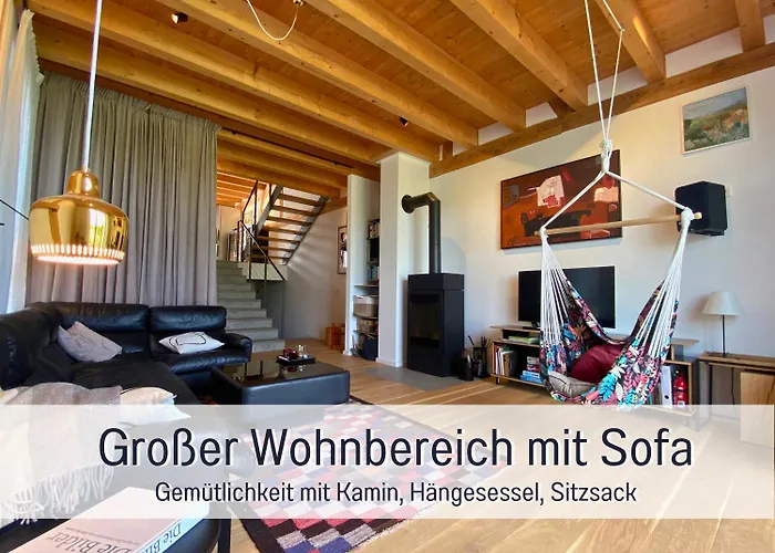 Landloft Linum - Ausgebaute Scheune Mit Aussicht, Naturpool, Kamin, Sauna, Luxusausbau, Handverlesene Midcentury Moebel & Kunst