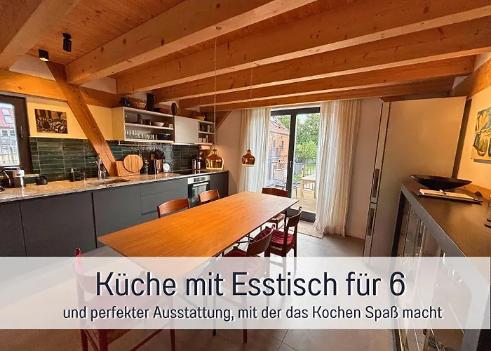 Landloft Linum - Ausgebaute Scheune Mit Aussicht, Naturpool, Kamin, Sauna, Luxusausbau, Handverlesene Midcentury Moebel & Kunst Lägenhet *