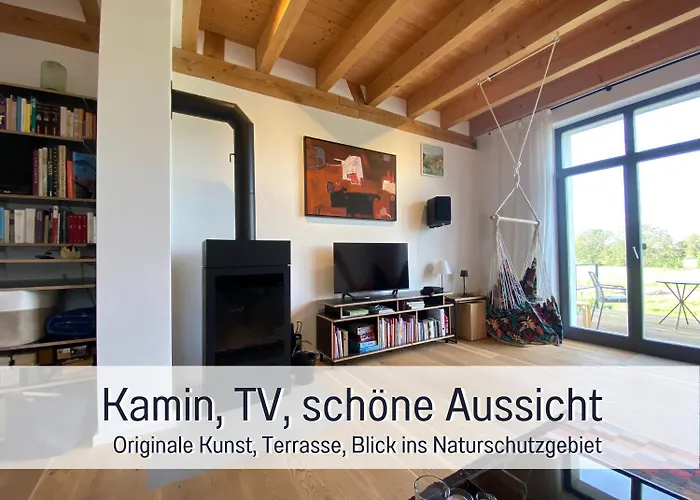 Landloft Linum - Ausgebaute Scheune Mit Aussicht, Naturpool, Kamin, Sauna, Luxusausbau, Handverlesene Midcentury Moebel & Kunst *