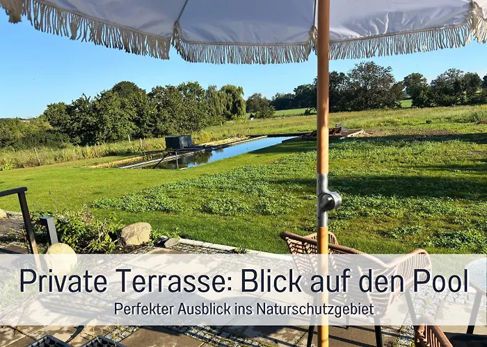 Landloft Linum - Ausgebaute Scheune Mit Aussicht, Naturpool, Kamin, Sauna, Luxusausbau, Handverlesene Midcentury Moebel & Kunst * Fehrbellin