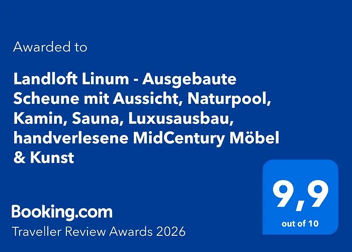 Apartmán Landloft Linum - Ausgebaute Scheune Mit Aussicht, Naturpool, Kamin, Sauna, Luxusausbau, Handverlesene Midcentury Moebel & Kunst Fehrbellin